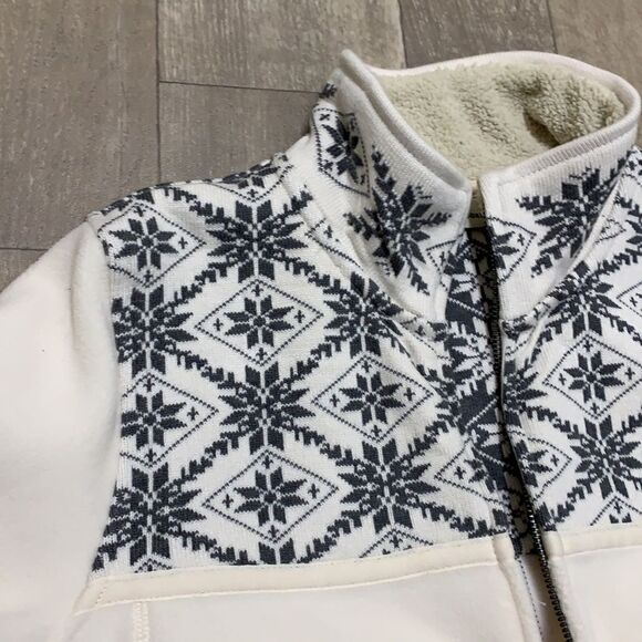 Womens L.L Bean Nordic Fair Isle Aztec Fleece Full Zip Sweater Jacket - Picture 4 of 8